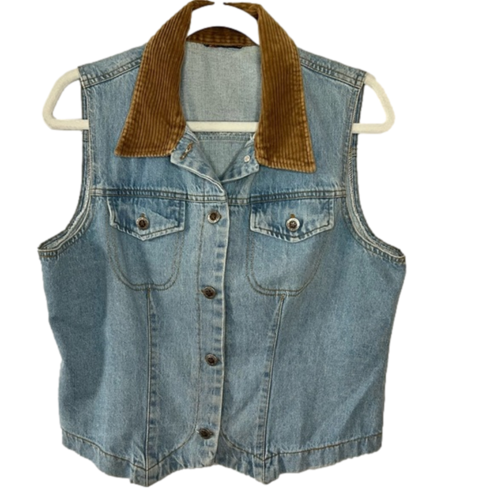 Vintage Faded Glory 90's Denim Vest Size Large